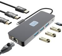 Hamiltion-Adaptateur Hub Usb-C Vers Double Hdmi & Displayport 4K@60Hz, 100W Power Delivery, 3X Usb 3.0, Eth 1000Mbps ¿ 8-In-1 Hub Usb Station D'Accueil-Adaptateur Usb-C Quadruple Affichage Multiport