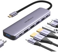 Hamiltion-Adaptateur Usb C Double Hdmi, 7 En 1 Usb C Docking Station Dual Monitor Avec 2 Hdmi, 3 Usb3.0, 100W Pd, Usb C 3.0 Ports, Usb C Hub Compatible Avec Dell, Hp, Iphone 15 Series