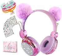 Hamiltion-Boule De Poils Casque Audio Enfant, Casque Bluetooth Sans Fil Enfant Fille Avec Microphone, Volume Limité 85Db Casque Enfant Audio Avec Lumières Led Pour Smartphone/Pc/Ipad/Etudes/Voyages