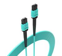 Hamiltion-Câble À Fibre Optique Mpo Vers Mpo 3 M 12 Fils Femelle Type B Om3 Multimode Câble Patch Fibre Optique Lszh Mpo-Mpo Pour Système De Câblage Compatible Qsfp+ Émetteur-Récepteur Mtp, Aqua