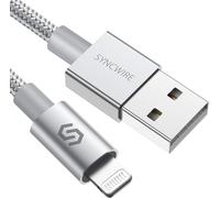 Hamiltion-Câble Chargeur Iphone 2m -[Durable Nylon Tressé Connecteur Renforcé Certifié Apple Mfi Charge Rapide] Lightning Câble Cordon Pour Iphone 12 Pro Max/Se 2/11/Xs/Xr/8/7 Plus/6/Ipad-Argent