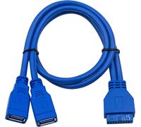 Hamiltion-Câble De Panneau Avant Usb 3.0, Usb 3.0 19 Broches Vers 2Af Pour Carte Mère Avant, Adaptateur Répartiteur Pci-E 19 Broches Femelle Vers Double Usb 3.0 A (Bleu, 50 Cm)
