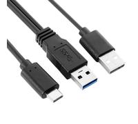 Hamiltion-Câble Y Usb-C Vers Usb 3.0 Mâle Et Usb 2.0 Double Alimentation Pour Ordinateur Portable Et Disque Dur