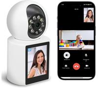 Hamiltion-Caméra De Sécurité Avec Appel Vidéo Et Application Mobile, Wifi 3Mp 2.8"" Screen Indoor Baby/Elder/Nanny/Dog/Pet Camera, One-Click Call/Two-Way Video/Pan Tilt/Motion Detection Auto Tracking