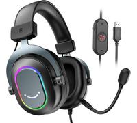 Hamiltion-Casque Gamer Pc, Casque Gaming Avec Micro Pour Ps4 Ps5, Son Surround 7.1 Usb Casque Fil Gaming Avec 3 Mode Eq, Rgb, Coussinets Souples-H6