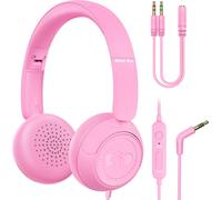 Hamiltion-Casque Pour Enfants Ecouteurs Enfants Filaire Avec Microphone Pour Apprentissage Casque Bandeau Réglable Avec Volume Limité 85Db 94Db Pour Garçon Fille Enfants Adolescent (Rose)