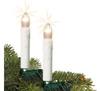 Hamiltion-Chaîne Lumineuse Bougies Arbre De Noël, Bougies Chaîne Lumineuse À L'intérieur Avec Clip, 10 Lumières, Allumé Longueur 360cm, Distance 40cm Câble Vert Tige Blanc 611014