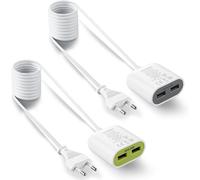 Hamiltion-Chargeur Allemand Usb Adaptateur Chargeur Usb 2.4A 2 Ports Avec Rallonge 1.5M, Vert Et Gris (2-Pack)