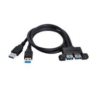 Hamiltion-Cy U3¿103 Combo Deux Usb 3.0 Mâle Vers Usb 3.0 Femelle Câble D'Extension 50 Cm Avec Trous De Vis De Montage Sur Panneau