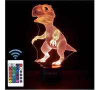 Hamiltion-Dinosaure (A) 3d Illusion Veilleuse Jouets,Décor De Maison Led Lampe De Chevet Table,Tactile & Télécommander 16 Couleurs,Cadeau D'anniversaire De Noël Pour Garçons Enfants Amis Et Famille