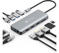 Hamiltion-Docking Station 11 En 1, Hub Usb C Double Hdmi, Multiport Dock Usb C Vers Usb X 4, Pd 100W, Gigabit Ethernet, Lecteur De Carte Sd/Tf, Station D'Accueil Pour Macbook Air Pro Hp Dell Xps