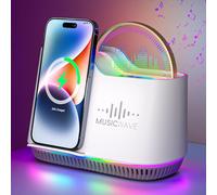 Hamiltion-Enceinte Bluetooth Lumineuse Avec Chargeur Sans Fil & Support Téléphone, Lampe Tactile Led Rechargeable Avec 8 Lumières Solides & 5 Modes De Lumière, Haut-Parleur Bluetooth Veilleuse Cadeau