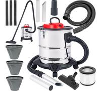 Hamiltion-Haddo Aspirateur Industriel 2000W Pour Cheminée Avec Double Système De Filtration Sec Humide Avec Réservoir De 20 Litres En Acier Inoxydable, Argenté