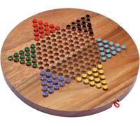 Hamiltion-Halma Gr. Xl-Stern Halma-Chinese Checkers-Jeu De Stratégie-Jeu De Société En Bois Avec Un Plateau De Jeu Rond Et Pliable