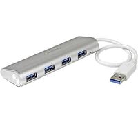 Hamiltion-Hub Usb 3.0 Compact À 4 Ports Avec Câble Intégré-5Gbps-Concentrateur Usb 3.0 Avec Boîtier En Aluminium-Argent (St43004Ua)