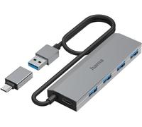 Hamiltion-Hub Usb, 4 Ports, Usb 3.2 Gen1, 5 Gbit/S, Adaptateur Usb-C Et Bloc Secteur, Garantie 10 Ans, Gris