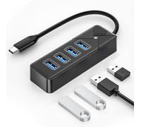 Hamiltion-Hub Usb C, 4 Ports Usb 3.0 Adaptateur Hub Avec 5Gbps Transmission (Câble De 15 Cm) Pour Ordinateur Portable, Téléphone, Tablette, Compatible Mac Os 10.X Et Plus, Linux, Android, Noir