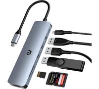 Hamiltion-Hub Usb C, 7-In-1 Type C Hub Avec Adaptateur Hdmi 4K, Port Pd 100W, 3 Ports Usb 3.0, Lecteur De Cartes Sd/Tf, Adaptateur Multiport Usb C Pour Macbook Pro/Air, Hp/Dell Xps