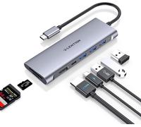 Hamiltion-Hub Usb C Avec Hdmi 4K, 3 Usb 3.0, Lecteur Sd/Tf, 100W Pd, Adaptateur Usb C Pour Nnouveau Macbook Pro/Air 2023-2016, Ipad, Iphone 15 Plus Pro Max, Plus D'Appareils De Type C(C36B Gris Sidér