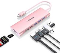 Hamiltion-Hub Usb C Avec Hdmi 4K, 3 Usb 3.0, Lecteur Sd/Tf, 100W Pd, Adaptateur Usb C Pour Nnouveau Macbook Pro/Air 2023-2016, Ipad, Iphone 15 Plus Pro Max, Plus D'Appareils De Type C(C36B Or Rose)