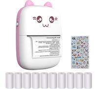 Hamiltion-Imprimante Photo Portable, Mini Imprimante Photo Instantané Sans Fil Bt, Avec 10 Rouleaux De Papier Thermique, Pour Photo Étiquettes Memo (Rose)