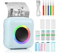 Hamiltion-Imprimante Photo Portable, Mini Imprimante Photo Instantané Sans Fil, Imprimante Thermique Sans Fil Bt Imprimante Mobile Avec Led À Sept Couleurs, Imprimante Pour Photos Liste (Bleu)