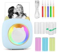 Hamiltion-Imprimante Photo Portable, Mini Imprimante Photo Instantané Sans Fil, Imprimante Thermique Sans Fil Bt Imprimante Mobile Avec Led À Sept Couleurs, Imprimante Pour Photos Liste D'Étiquettes