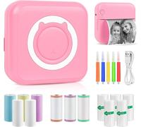 Hamiltion-Imprimante Photo Portable, Mini Imprimante Photo Instantané Sans Fil, Imprimante Thermique Sans Fil Bt Imprimante Mobile, Imprimante Pour Photos Liste D'Étiquettes, Pour Reçu, Mémos (Rose)