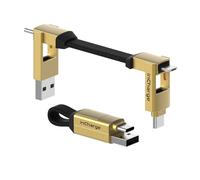 Hamiltion-Incharge 6-Porte Clé Avec Cable Usb C 15W-Chargeur Usb C Universel Pour Appareils Mobiles 6En1 Avec Usb C, Cable Lightning Et Micro Usb, Magnétique Et Pliable, Cadeau Homme, Gold