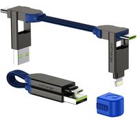 Hamiltion-Incharge X-Porte Clé Avec Câble Usb C Charge Rapide, 100W-Chargeur Usb C Universel 6 En 1 Avec Cable Usb C/A + Cable Lightning Et Micro Usb, Idéal Comme Cadeau Homme, Bleu