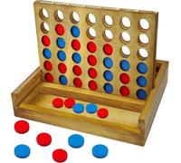 Hamiltion-Jeu De Société En Bois Pour Enfants 4 En Rangée, Jeu De Société Vertical 4 En Rangée, Jeu De Stratégie Pour 2 Joueurs, Jouets Éducatifs Cadeaux Adaptés Aux Enfants (Version Rétro En Bois).