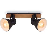 Hamiltion-Leuchten Plafonnier Rétro Avec Poutres En Bois, Plafonnier Vintage À 2 Flammes, Douille E27 Max. 40 Watts, Abat-Jour Réglable, Spot De Plafond Rustique, Noir-Blanc-Bois, 1 Pièce (Lot De 1)