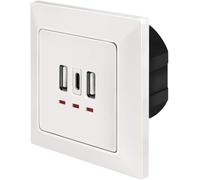 Hamiltion-Logilink Pa0254 ¿ Prise Encastrable Avec 2 Ports Usb-A Et 1 Port Usb-C Pour Charger Jusqu'À 3 Appareils Simultanément Blanc