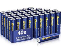 Hamiltion-Longlife Piles Alcalines Aa, Lot De 40 Batteries 1.5 V Lr06,Longue Durée Et Puissantes, Idéales Pour Réveils, Thermomètres, Éclairage Décoratif