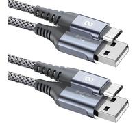 Hamiltion-Lot De 2 Câbles Micro Usb 2.0 En Nylon Tressé Pour Smartphones Et Tablettes Android Samsung, Ps4, Htc, Huawei, Sony, Nexus, Nokia Etc. (2M, Gris)
