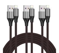Hamiltion-Lot De 3 Câbles De Charge Pour Iphone [Certifié Mfi], Câble Lightning En Nylon Tressé De 1,8 M, Câble De Charge Usb Compatible Avec Iphone 11/Pro/X/Xs Max/Xr/8 Plus/7 Plus/6/Ipad (Noir