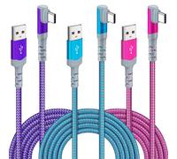 Hamiltion-Lot De 3 Câbles Usb Type C 3 M, Long 3 A, Usb C, Angle De 90 °, En Nylon Tressé, Câble De Charge Usb A Vers Usb C, Pour Iphone 16 15 Pro Max, Sam-Sung S24 S23 S22 S21, Note 10 9 8 Lg V30