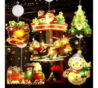 Hamiltion-Lumières De Ventouse De Noël 6 Pièces, Lumières De Décoration De Noël À Suspendre, Lumières De Fenêtre De Noël Pour Noël Fête Arbre Chambre D'enfant, À Piles (Sans Batterie)