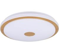 Hamiltion-Luminaire Plafonnier Lanciano 1, Panneau Led Dimmable Avec Télécommande, Lampe De Plafond Avec Effet Cristal En Métal, Bois Et Plastique En Blanc Et Brun, Blanc Chaud-Froid, Ø 40 Cm