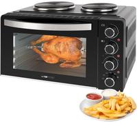 Hamiltion-Mini-Four Avec Plaques De Cuisson Et Broche Tournante Cuisson Et Rôtissage Simultanés Mini-Four À Convection De 28 Litres, Chaleur Supérieure/Inferieure De 100° À 230°C Kk 3786