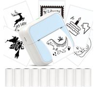 Hamiltion-Mini Imprimante, Imprimante Photo Portable Imprimante Thermique Bluetooth Autocollantspour Ios Et Android Avec 10 Rouleaux De Papier Thermique Pour Photos, Notes, Mémos, Diy (Bleu)