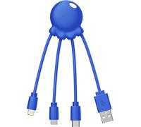 Hamiltion-Octopus-Câble Multi Usb 4 En 1 En Forme De Pieuvre-Chargeur Universel En Plastique Recyclé-Prise Usb-C, Lightning, Usb-A, Micro Usb Pour Smartphone-Bleu
