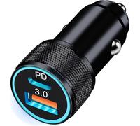 Hamiltion-Prise Allume Cigare Usb C 38w, Chargeur Voiture Rapide Avec Pd, Adaptateur Secteur 2 Ports 12-24v Compatible Avec Iphone 16/15/14/13/12/11/Pro/Max/Plus/Se, Samsung S24/S23, Google Pixel 9/8