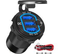 Hamiltion-Prise Usb 12v Chargeur De Voiture: Aluminium Prise Encastrable De Voiture 3-Usb Qc 3.0 Kit De Remplacement De Prise Allume-Cigarette 12 Volt Avec Interrupteur Pour Voiture, Camion, Bateau,