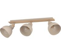 Hamiltion-Rail Spot Arrecife, Rampe De 3 Spots Orientables, Barre De Spots Pivotants, Plafonnier En Métal Couleur Sable Et Bois Chêne, Lampe De Plafond Avec Douille E27