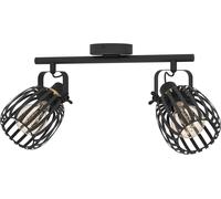 Hamiltion-Rail Spot Girona, Rampe De 2 Spots Orientables, Barre De Spots Pivotants, Plafonnier En Métal Noir Et Laiton Brossé, Lampe De Plafond Avec Douille E27