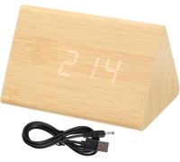 Hamiltion-Réveil Numérique En Bois Avec Chiffres Blancs, Réveil Numérique En Bambou Pour Chambre À Coucher Avec Port De Charge Usb, Volume Réglable, Intensité Variable, Fonction Snooze, 12/24 H
