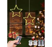 Hamiltion-Rideau Lumineux Etoile Lumineuse Led Guirlande Lumineuse Fenêtre Noël 8 Modes Avec Fonction Mémoire Et Minuterie Ip44 Lumières De Noël Pour Décoration De Noël Fenêtre Fête Extérieur 2 Pièce