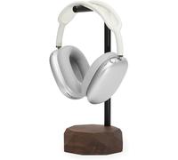 Hamiltion-Support De Casque En Bois De Noyer Fabriqué À La Main-Bois Naturel-Base En Acier Revêtu De Poudre-Casque D'Écoute Durable, Élégant ¿ 11X28 Cm ¿ Bois De Noyer