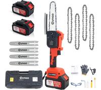 Hamiltion-Tronçonneuse À Batterie,Tronçonneuse, Tronçonneuse 6 Pouces, Tronçonneuse 6000Mah, Mini Tronçonneuse Électrique Sans Fil, 4 Chaînes+4 Barres De Guidage De Chaîne, Tronçonneus